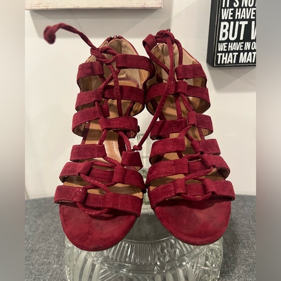 STYLE & CO women red suede stiletto heels/size 6M - Picture 3 of 8